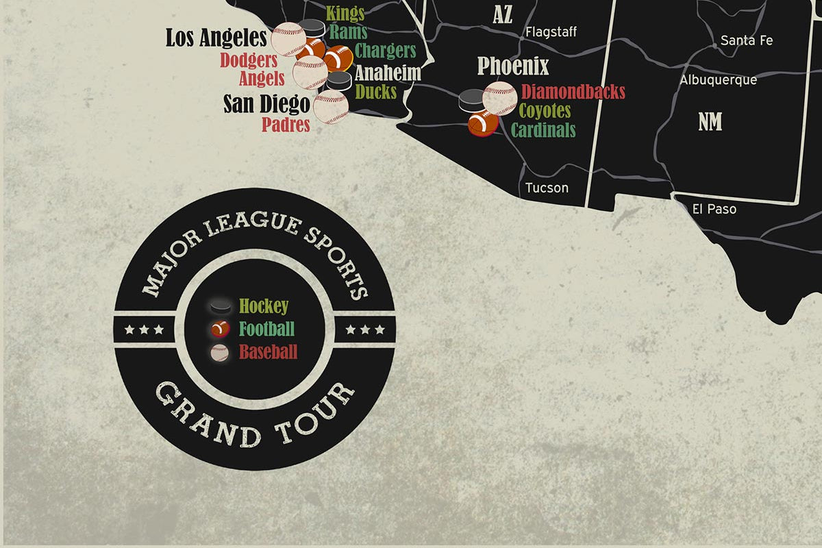 professional sports map label