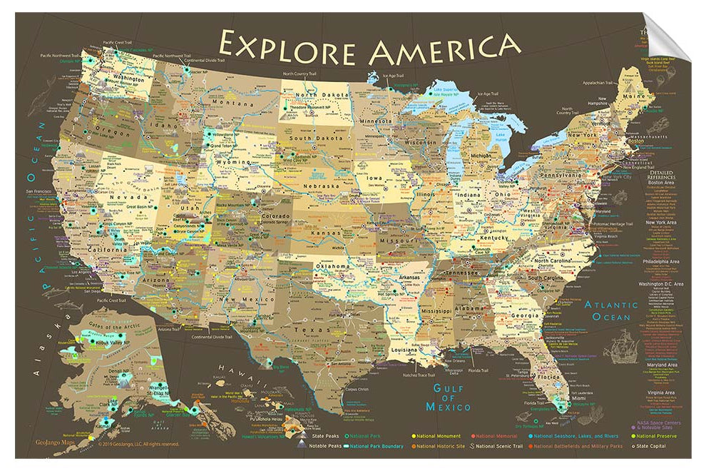 usa map wall decal