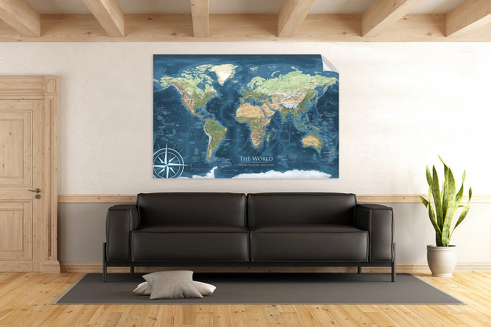 world map self adhesive