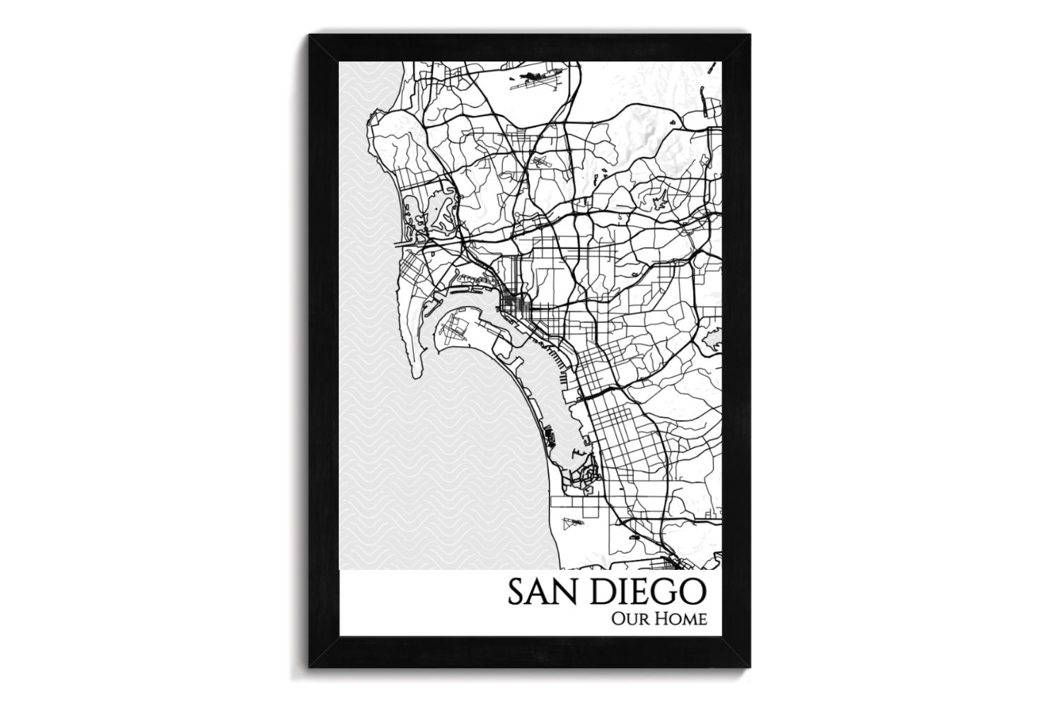 san diego city map wall art