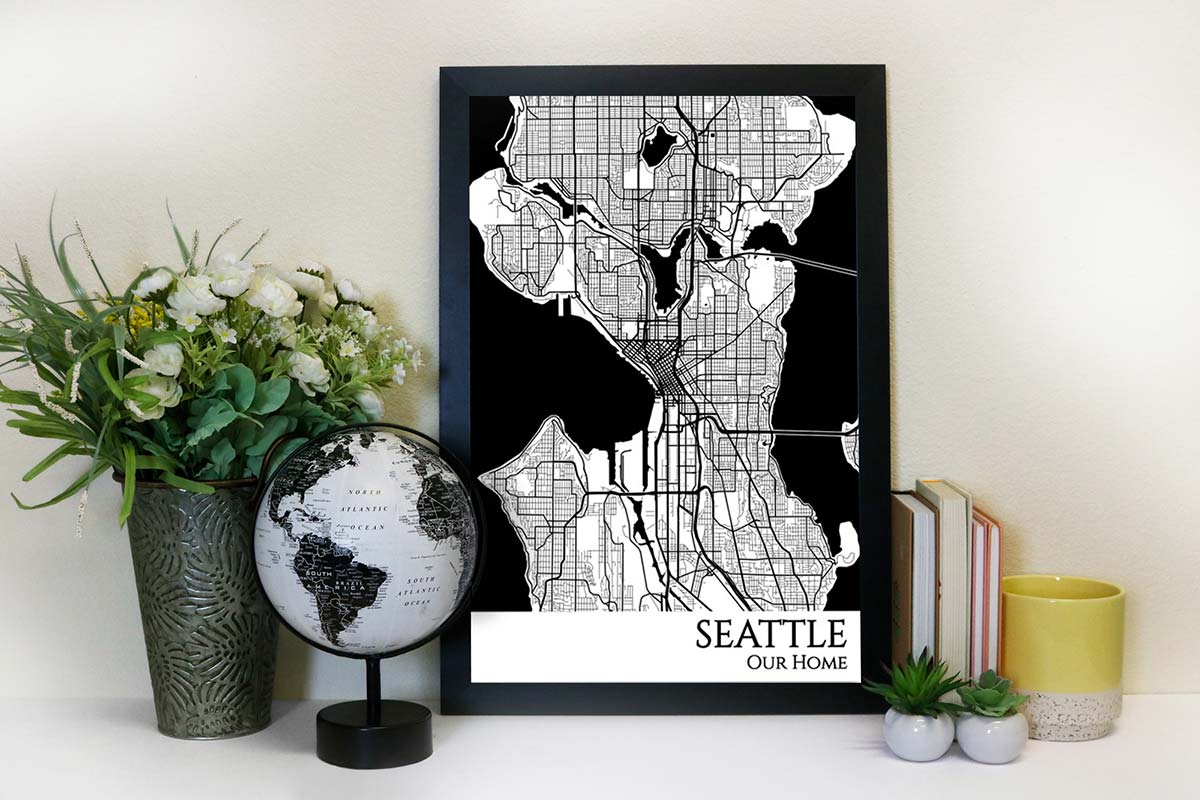 seattle street map wall art