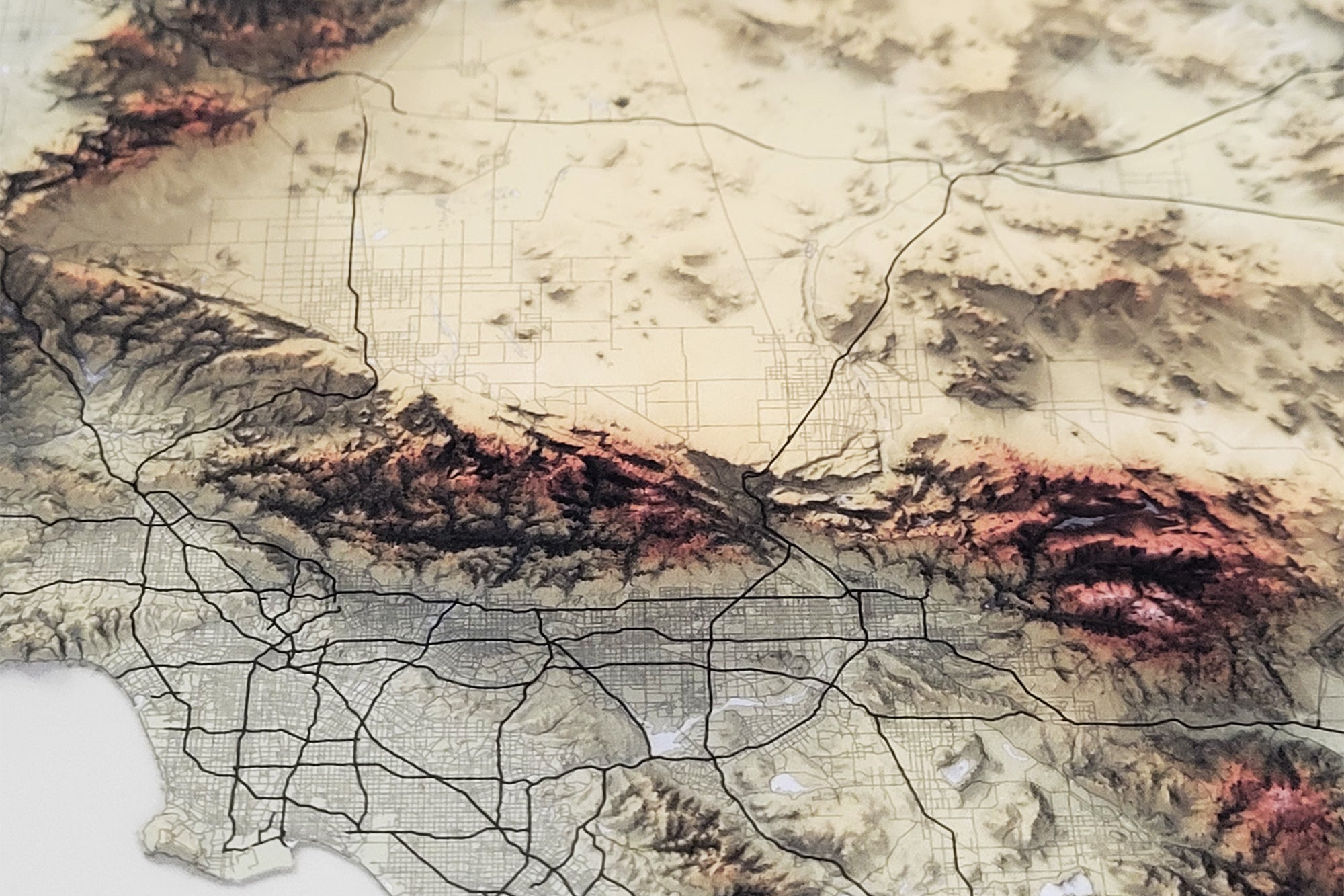 Detailed San Gabriel Mountains Elevation Map