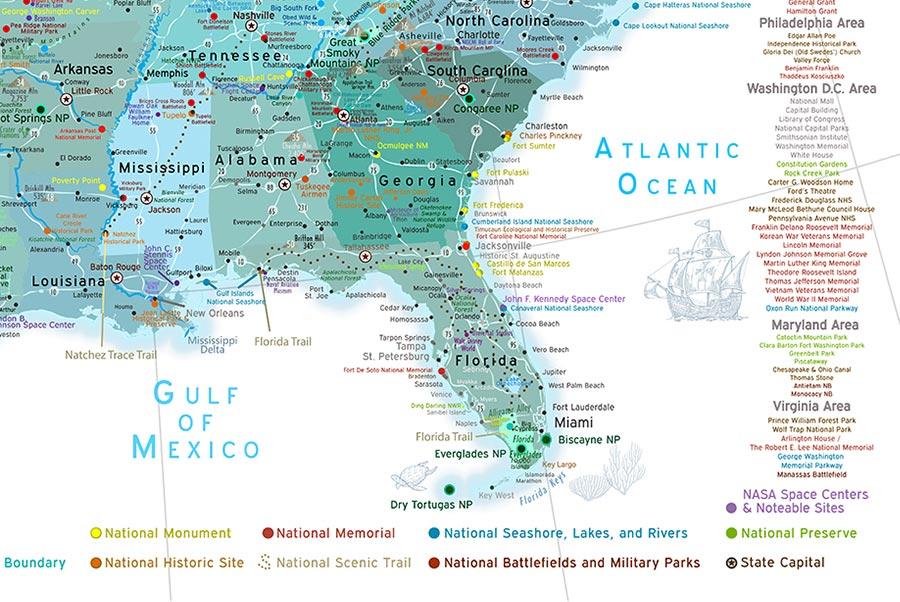 kids map of the southeast