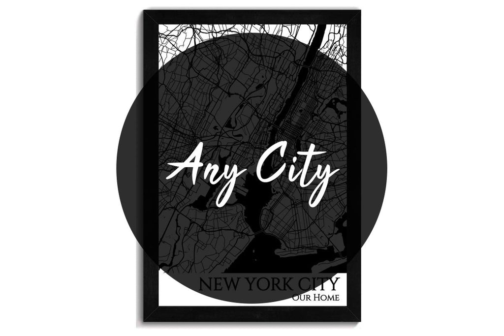 framed city map
