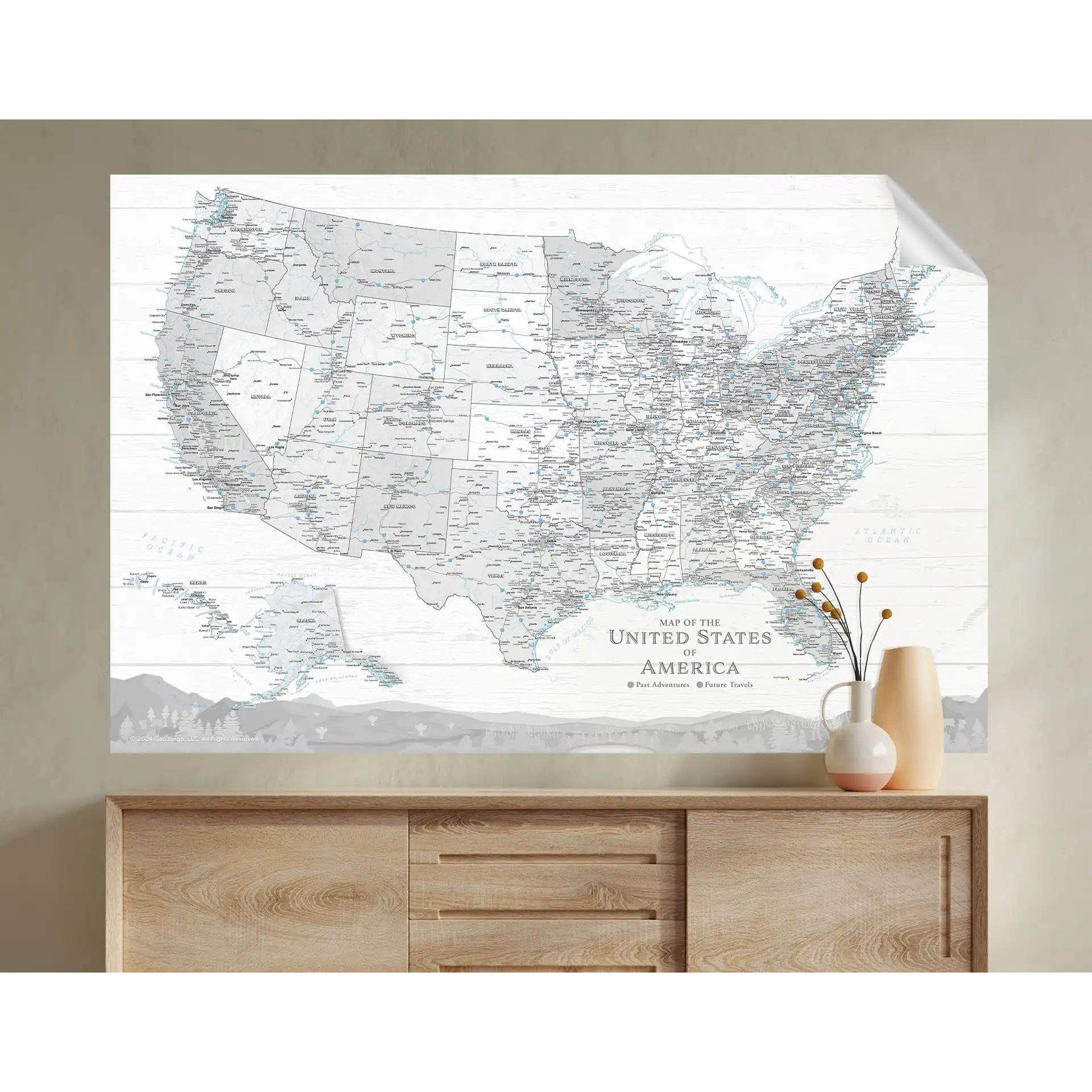 usa wall map laminated large