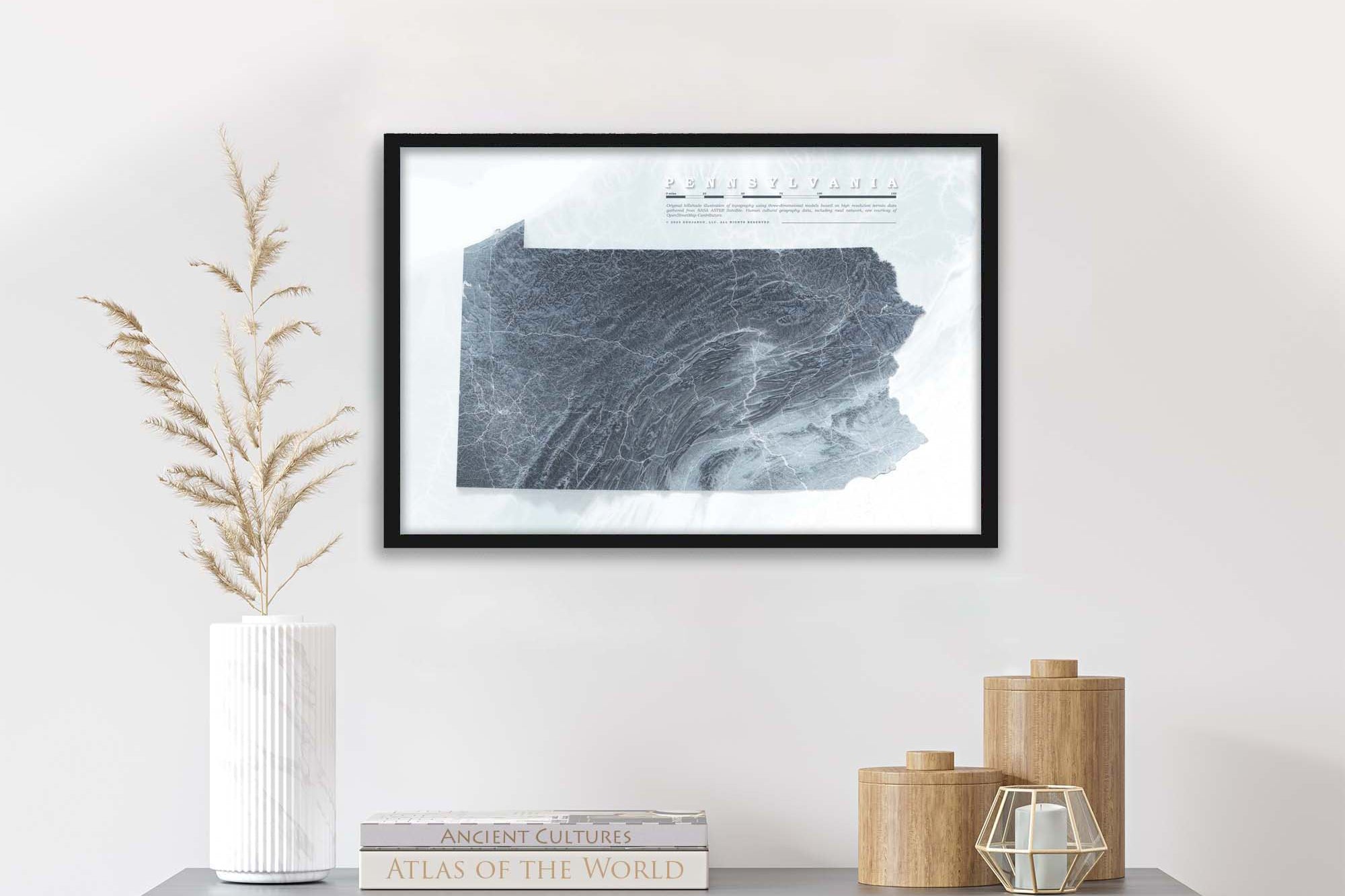 Pennsylvania topography map fine art print
