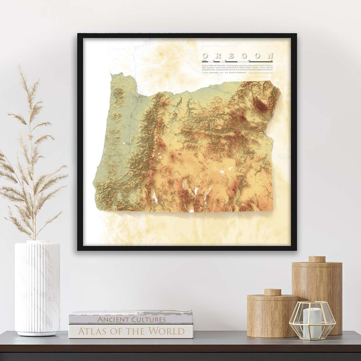 Oregon Relief Map - Topographic Elevation Map with Shaded Relief ...