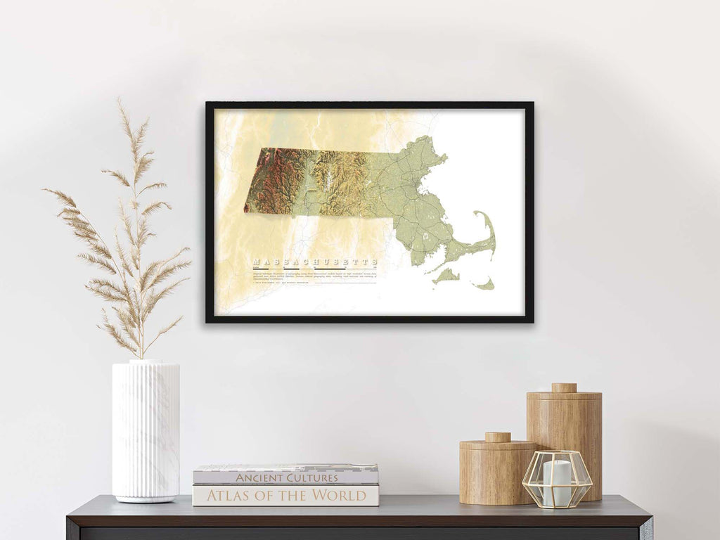 Massachusetts topography art print