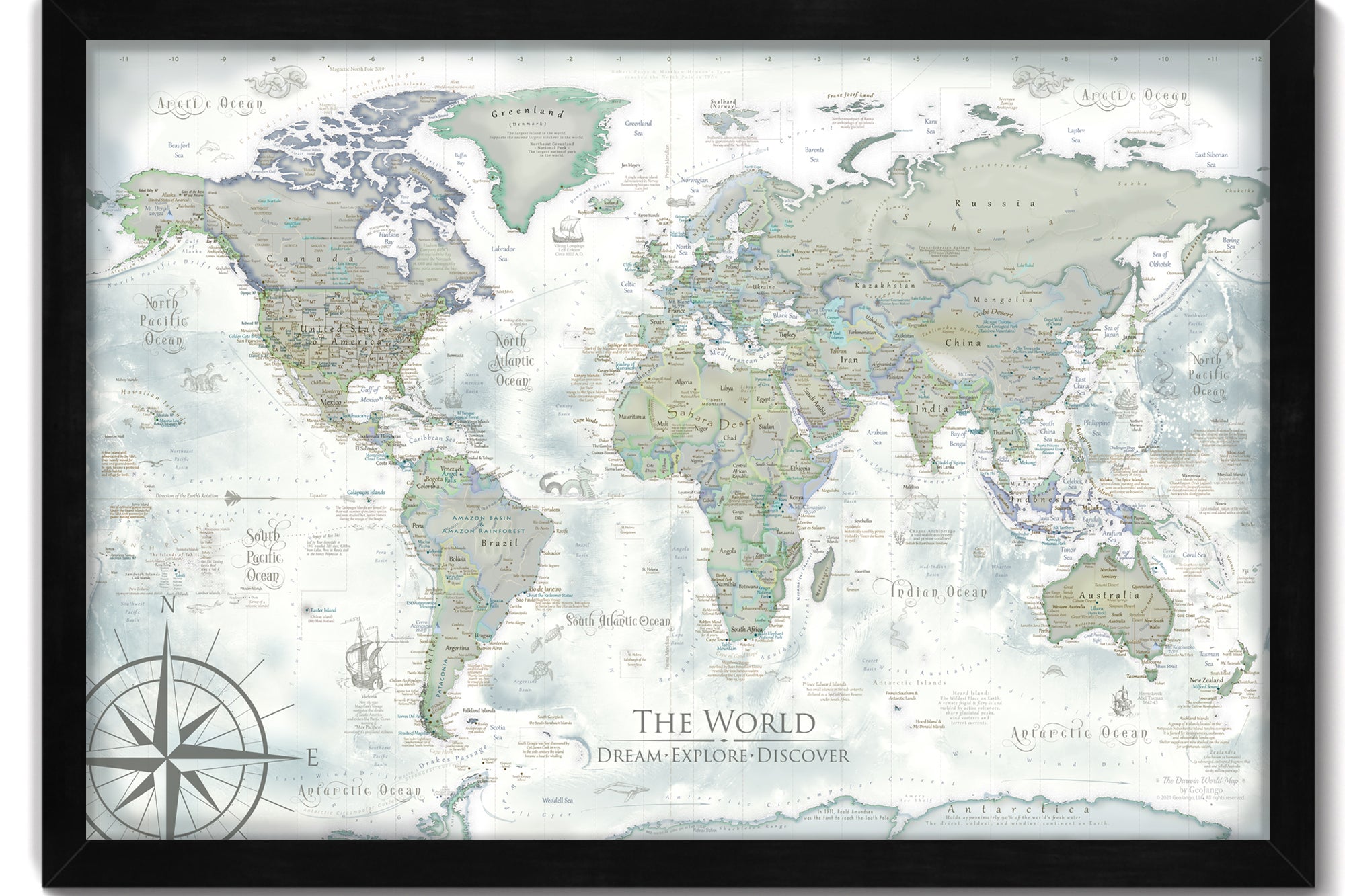 World travel map with pins