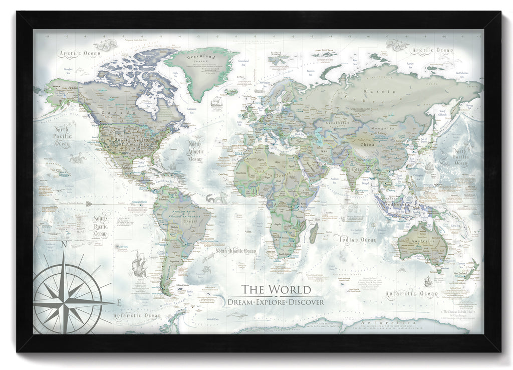 World travel map with pins