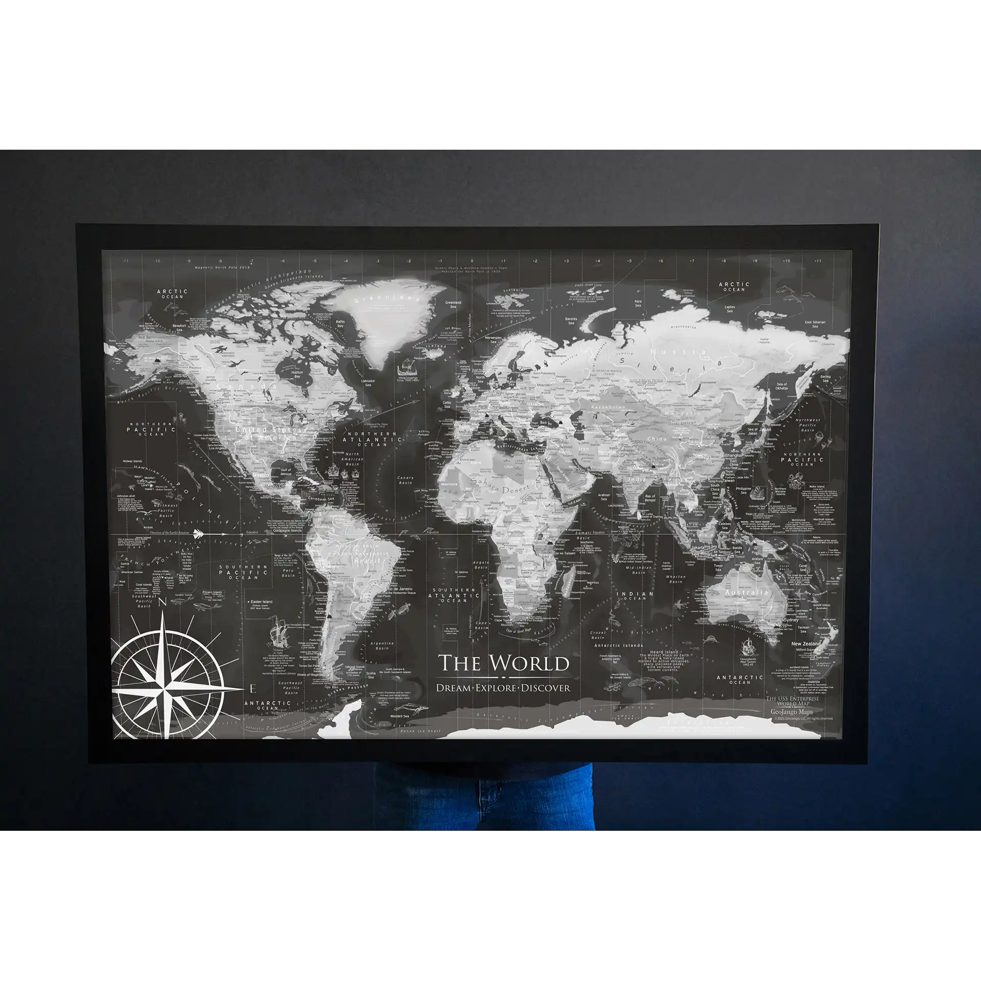 black and white world map