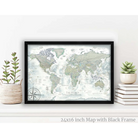 vintage world map in a black frame