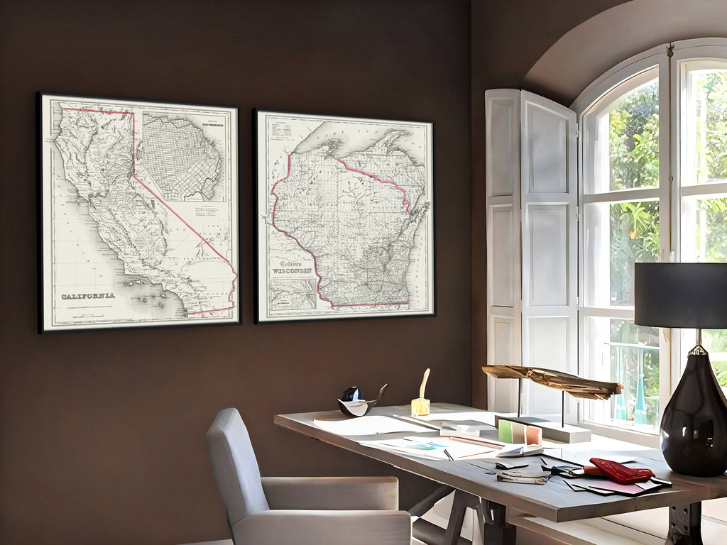 Historic 1800s map for offices