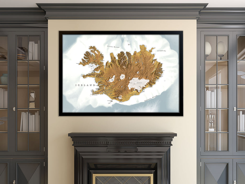 Iceland framed wall map