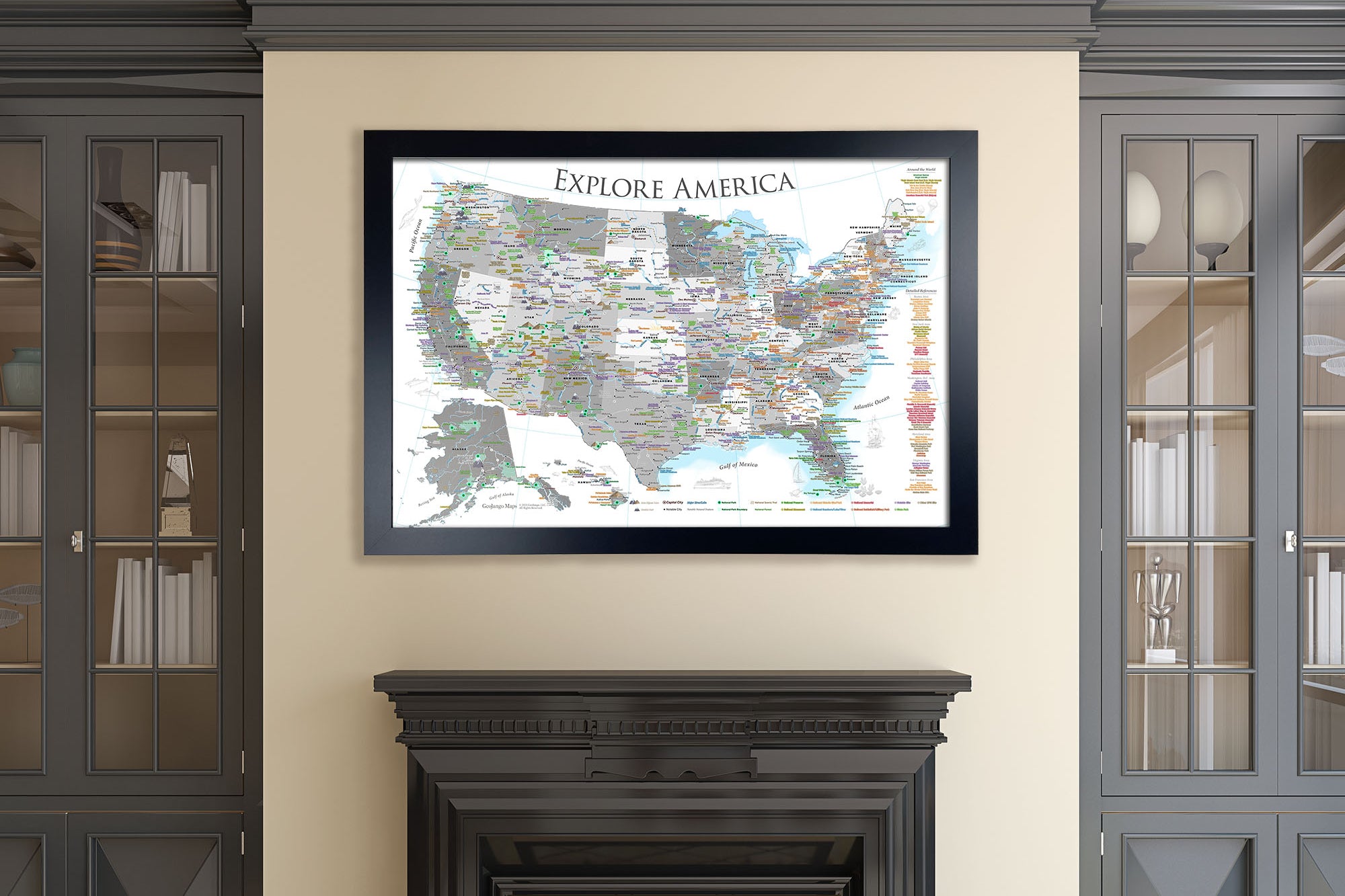 United states Black and White Map