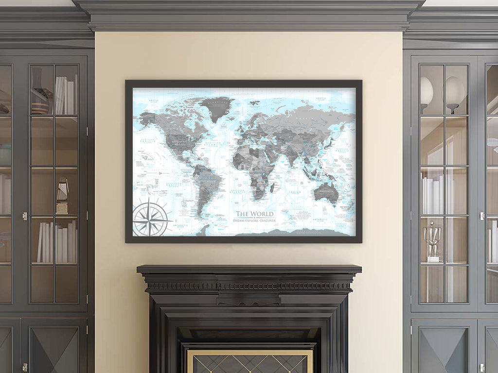 world map black and white