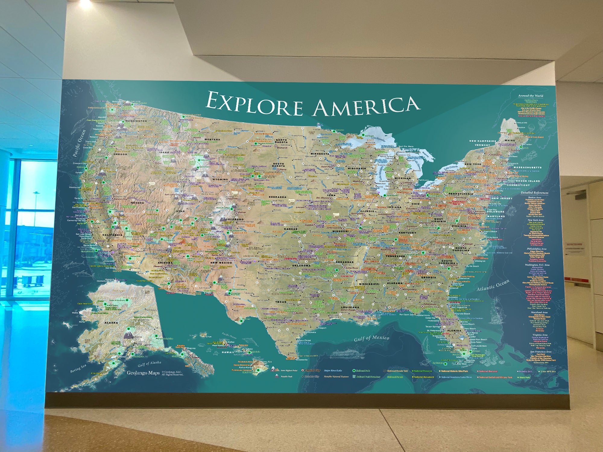 huge physical map of the United States