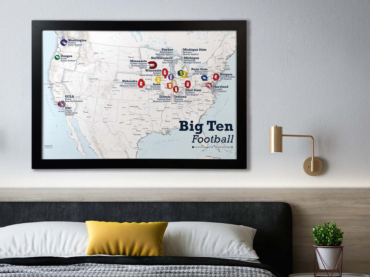 Big Ten Teams College Football Map (2024) GeoJango Maps