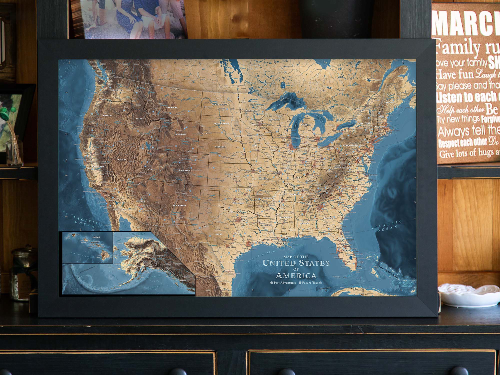 Map of the USA with cities