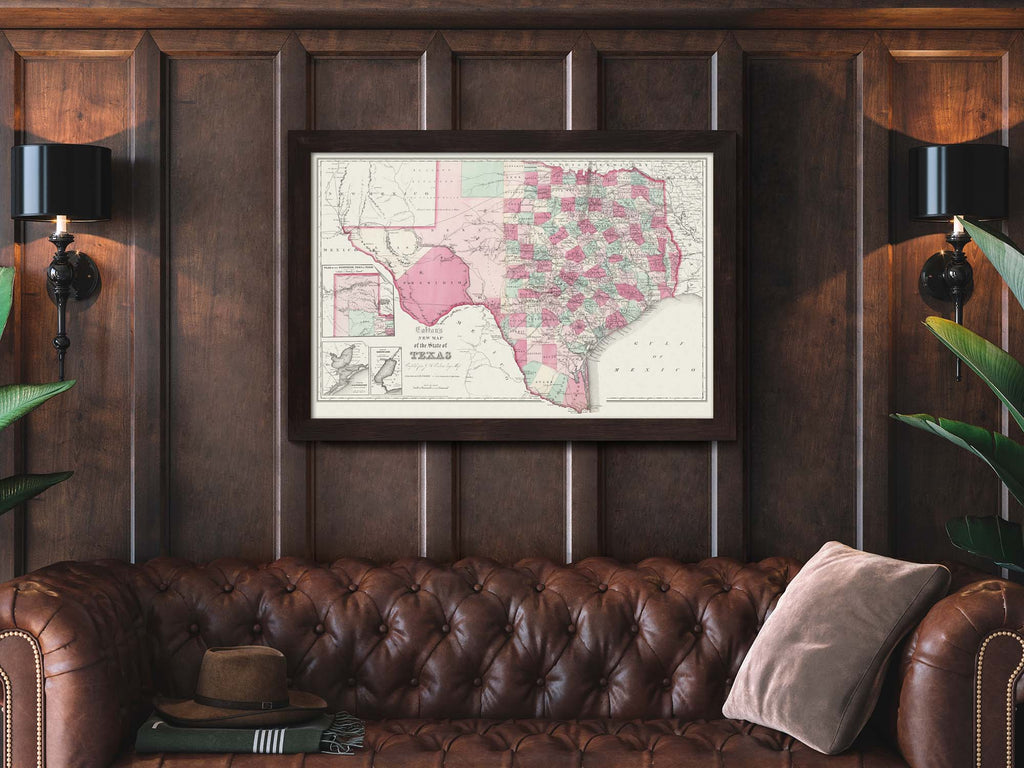 vintage texas map 1800s