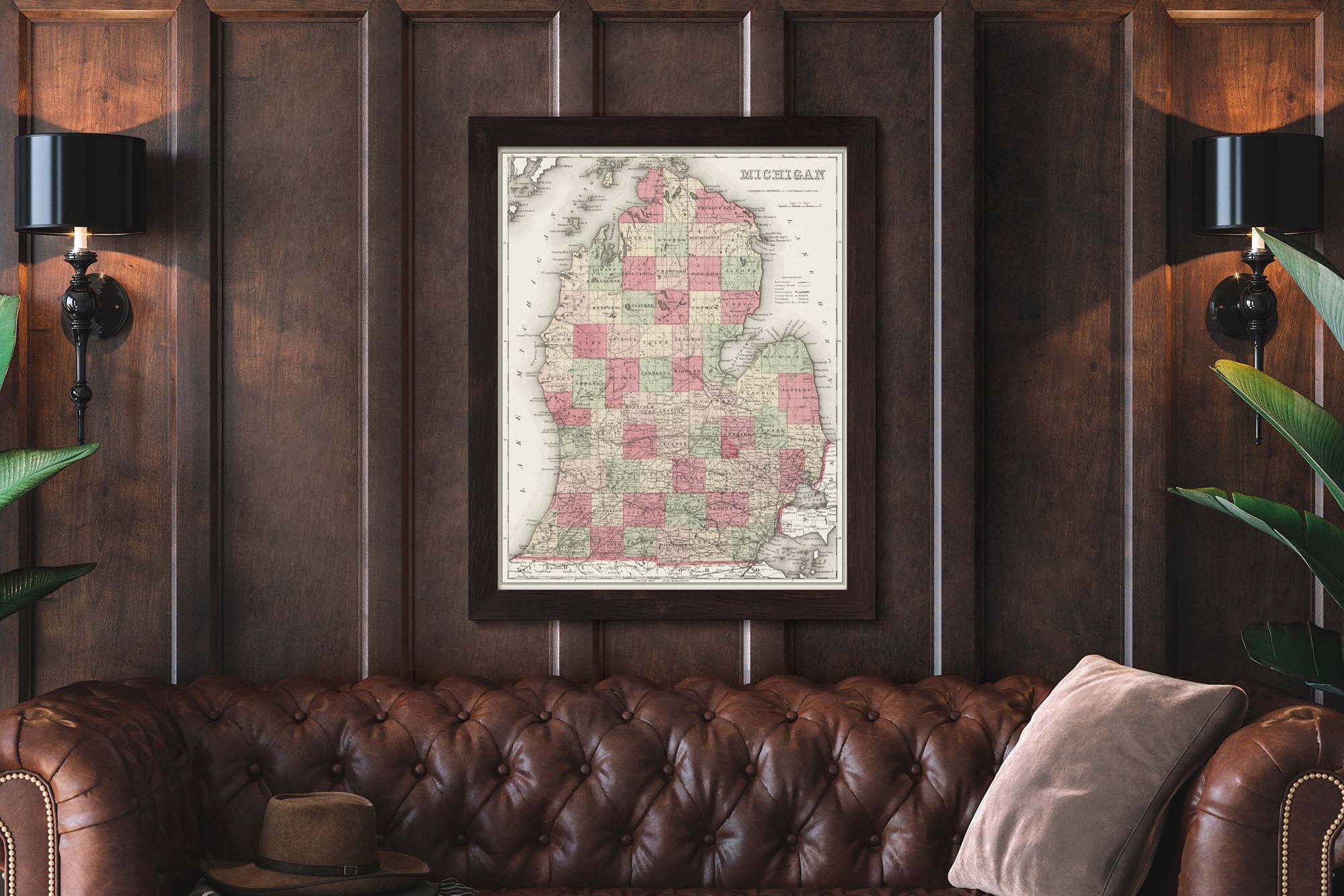 Old Michigan Map Print
