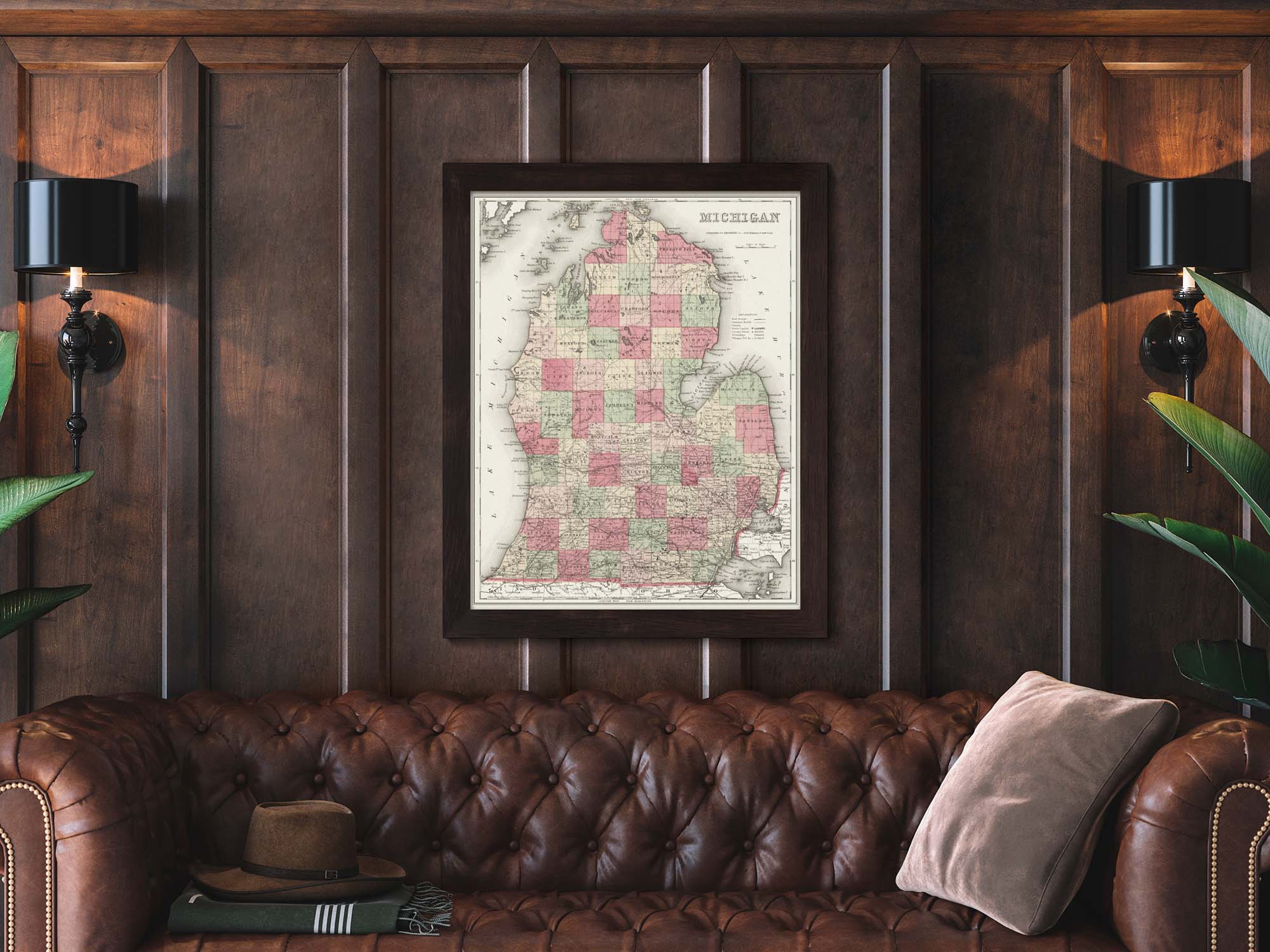 Old Michigan Map Print