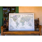 Classical White Framed World Pushpin map