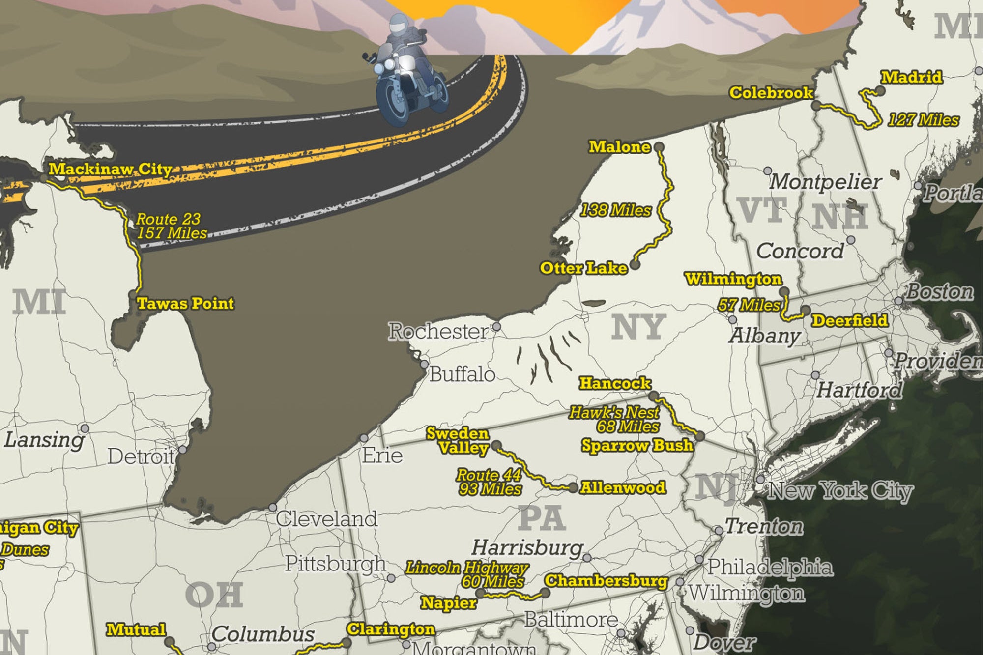 Top 50 Motorcycle Road trips in the USA