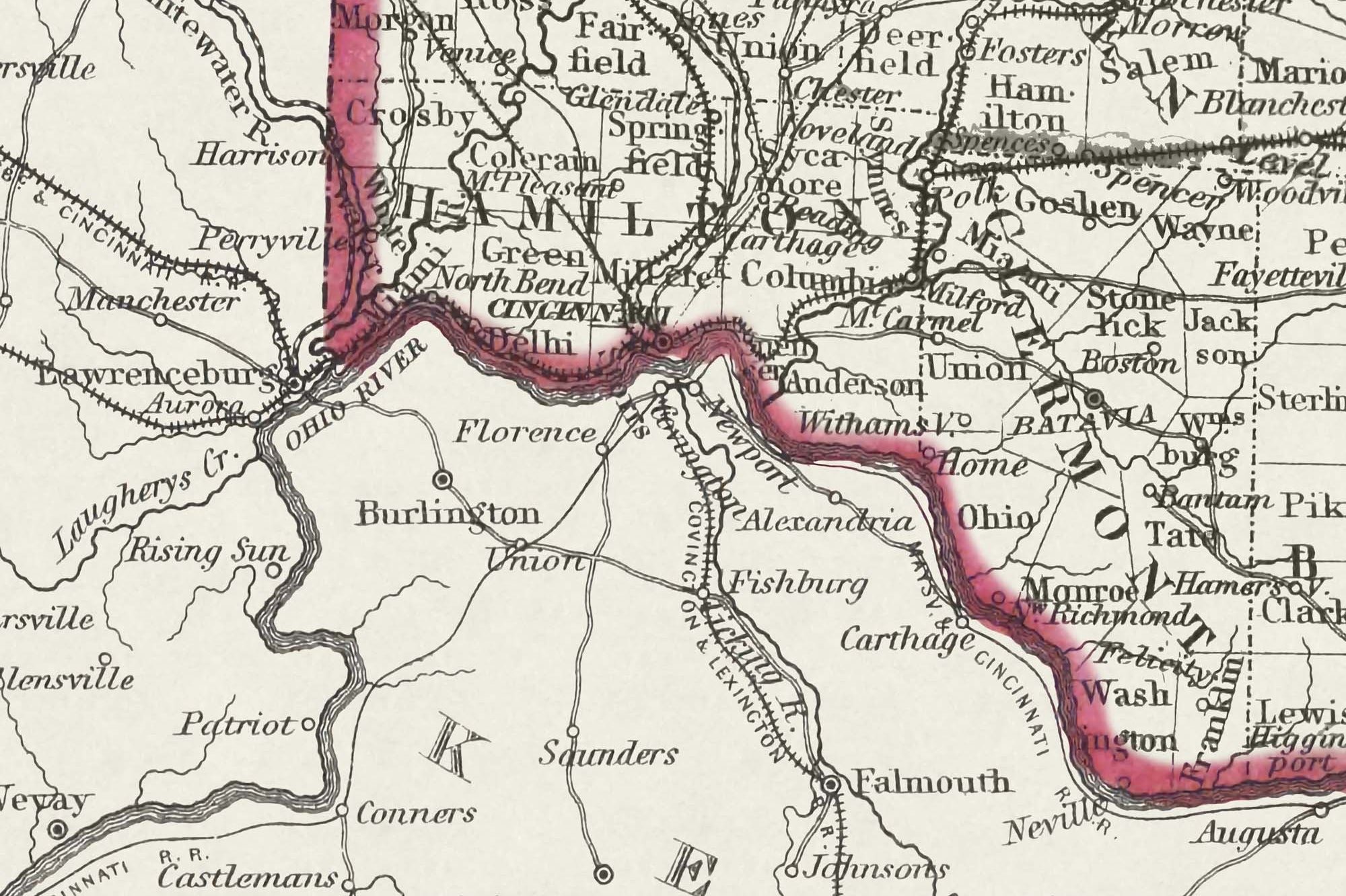 antique ohio map with roads