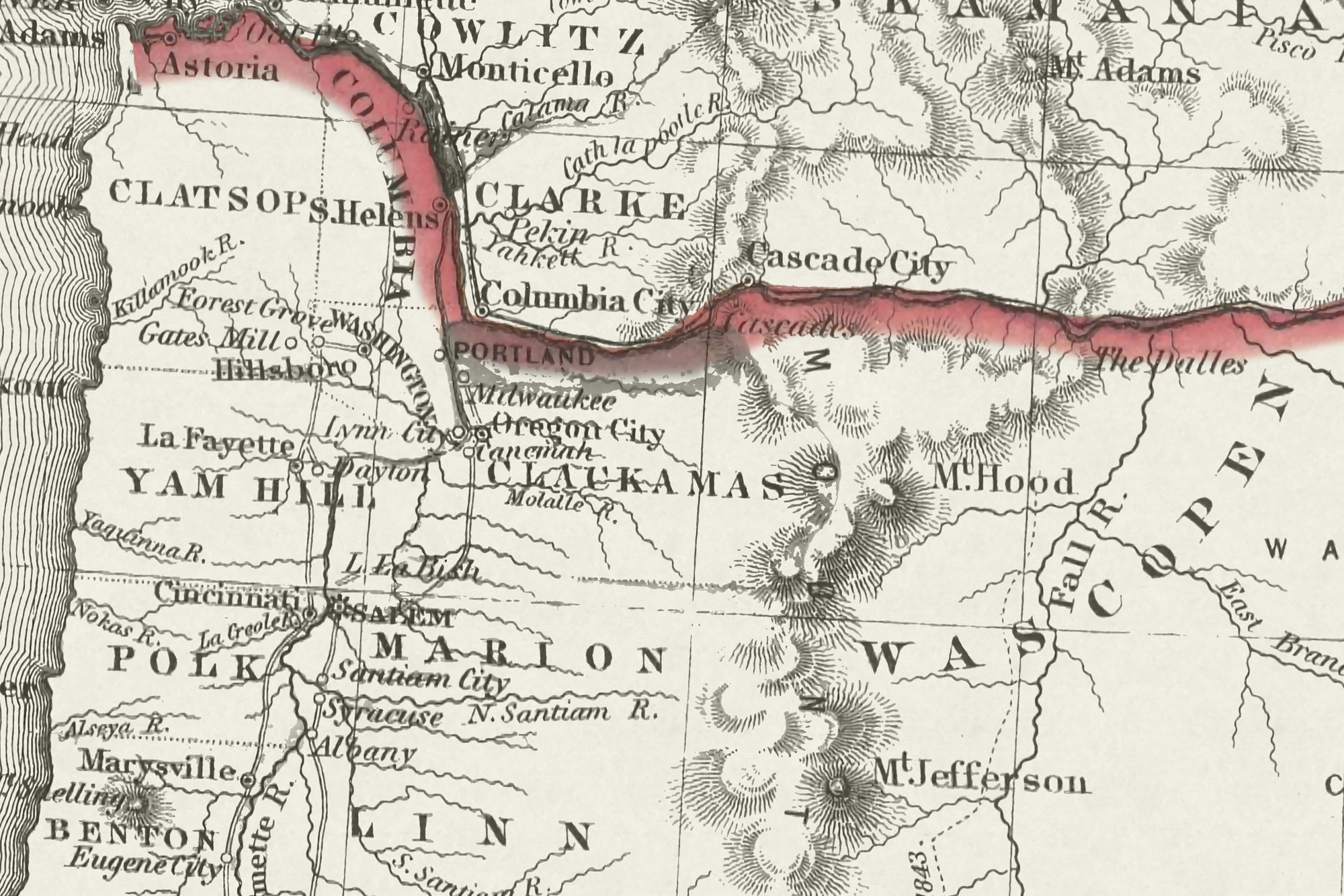 vintage washington oregon map