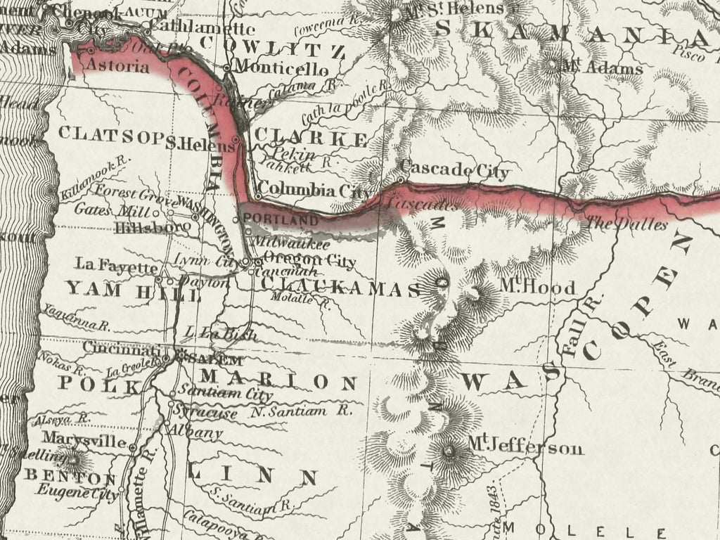 vintage washington oregon map