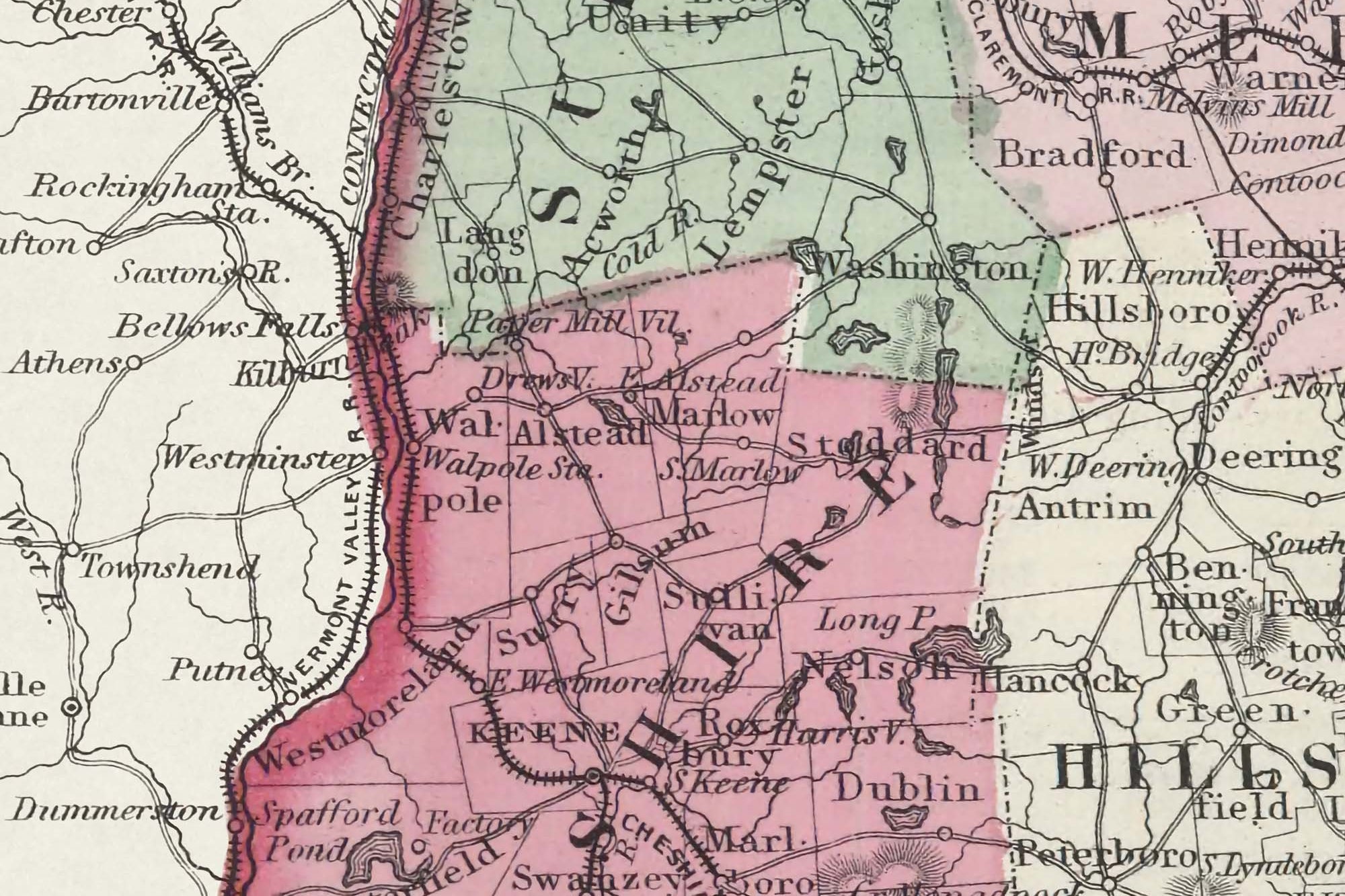detailed map of new Hampshire 1850s