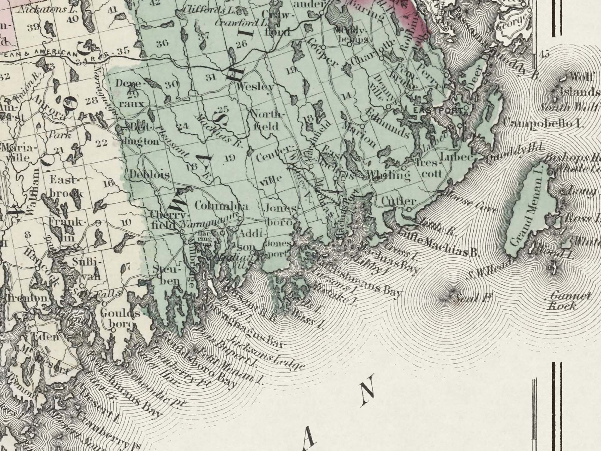 detailed old Maine map