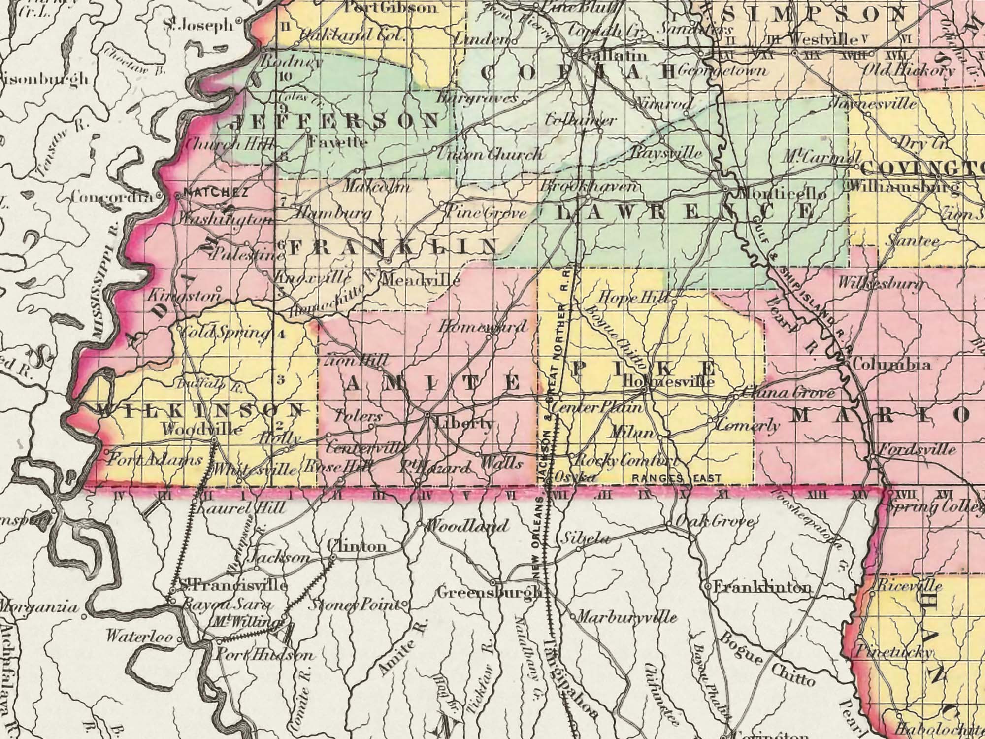 detailed old Mississippi map