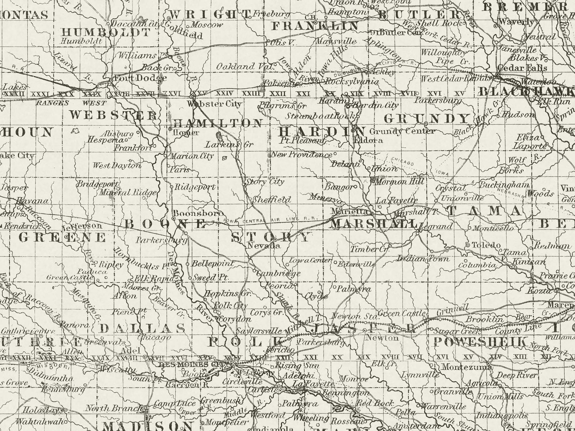 Antique Iowa Map – GeoJango Maps