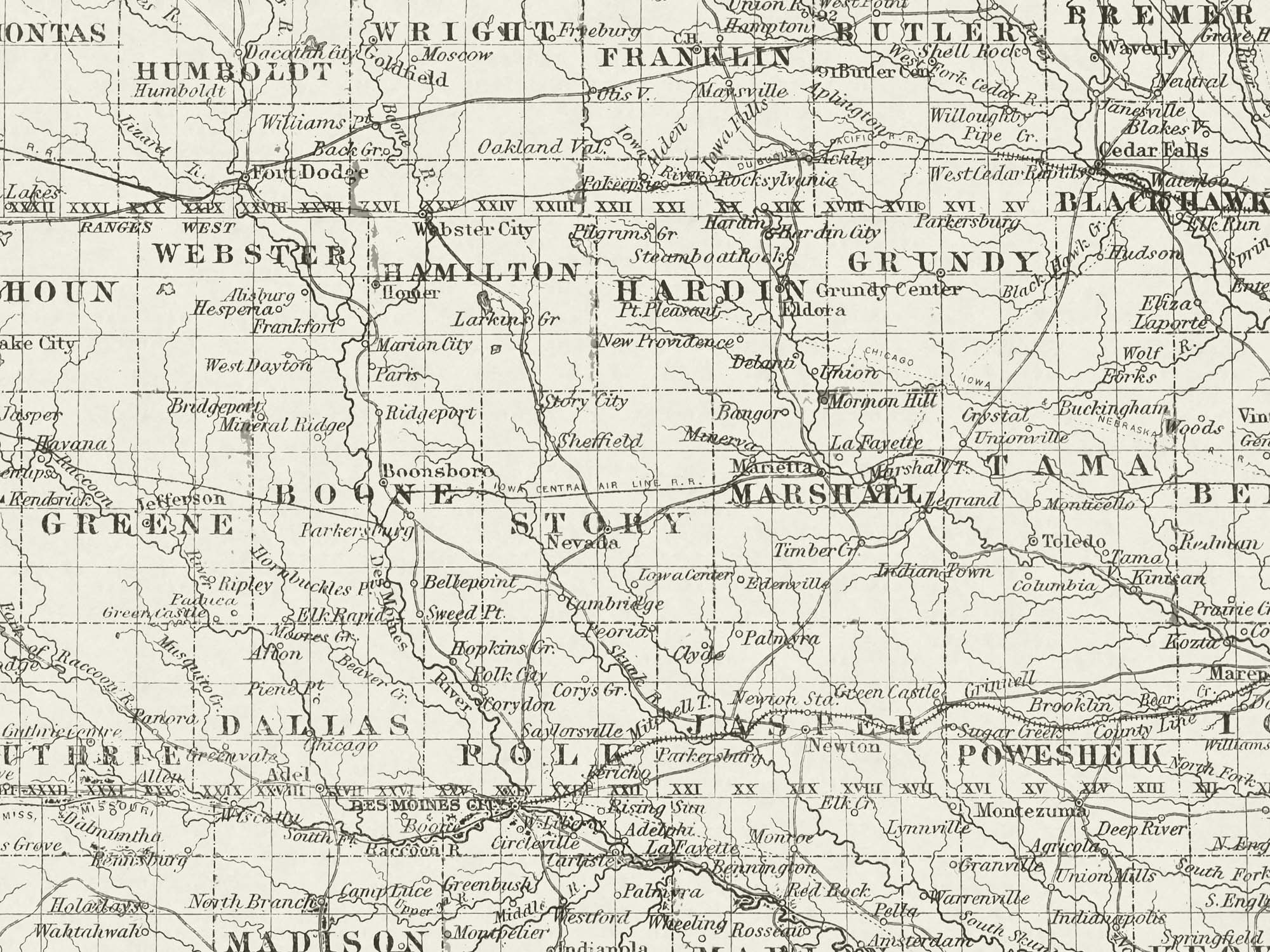 old Iowa map 1800s