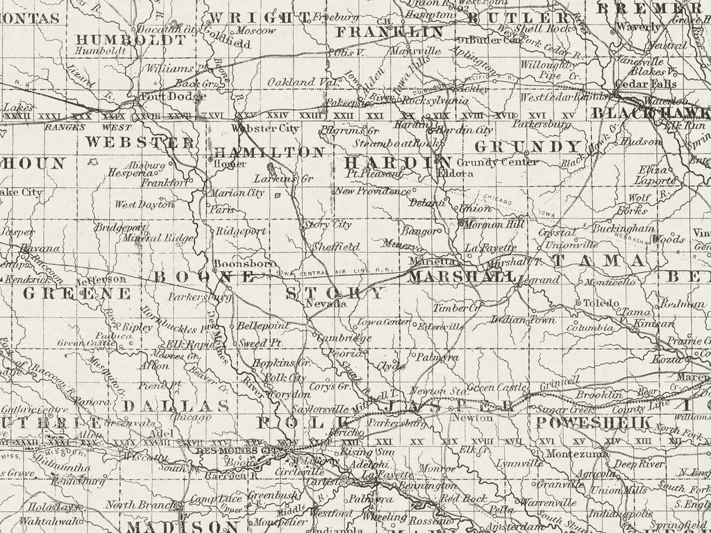 old Iowa map 1800s