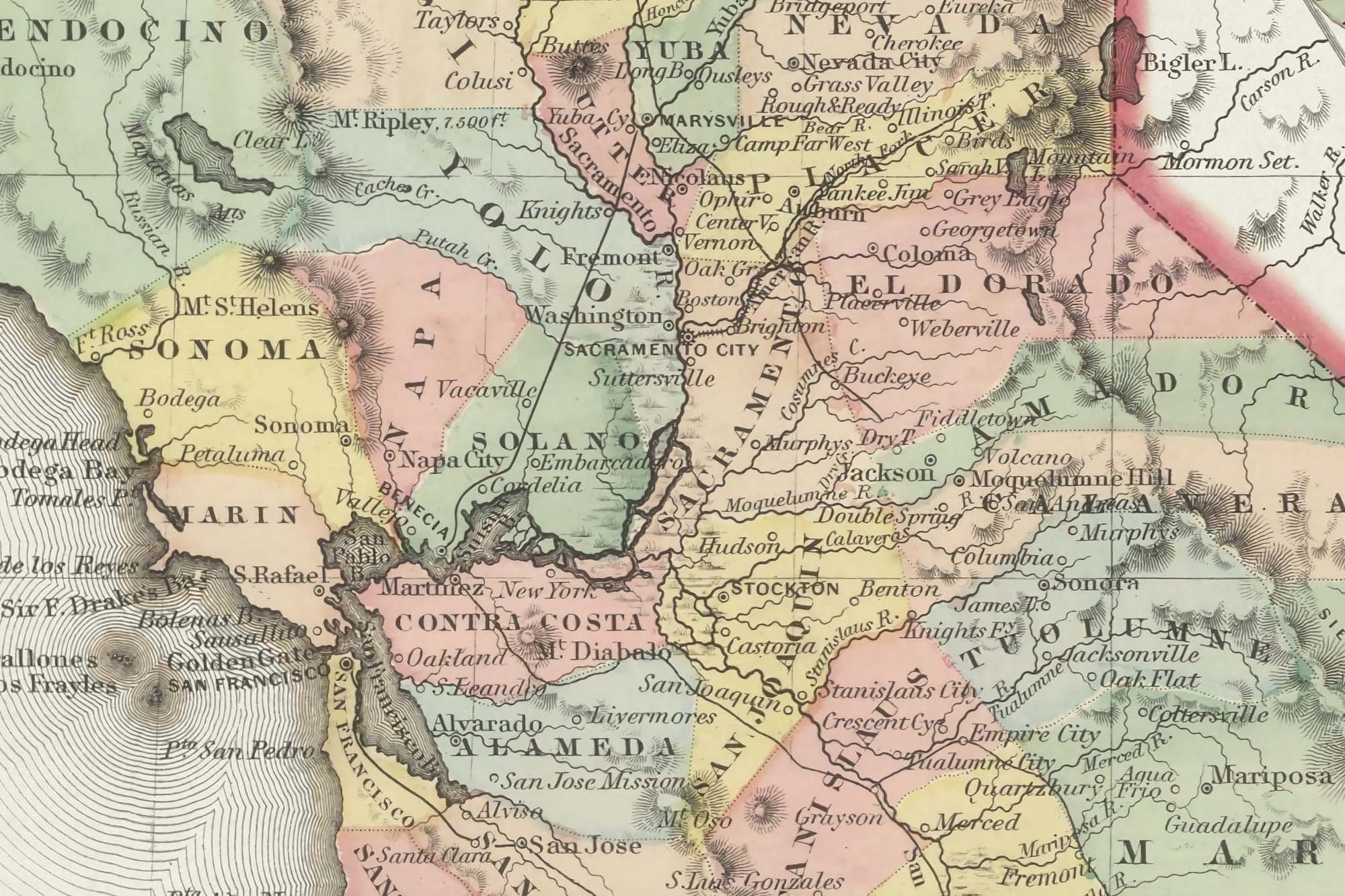 restored historic map of CA