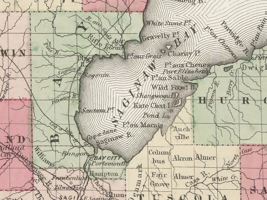 detailed antique michigan map