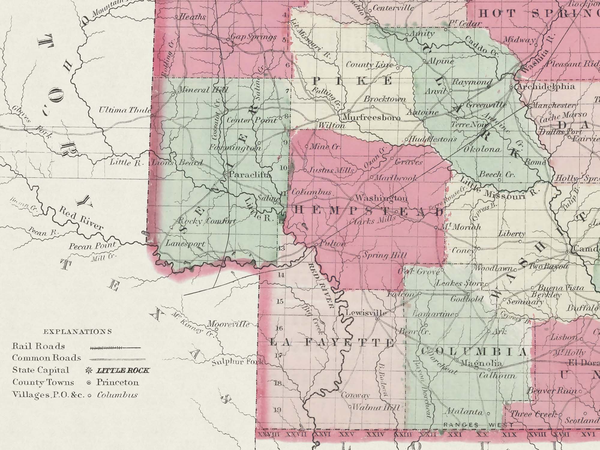 1850 Arkansas map