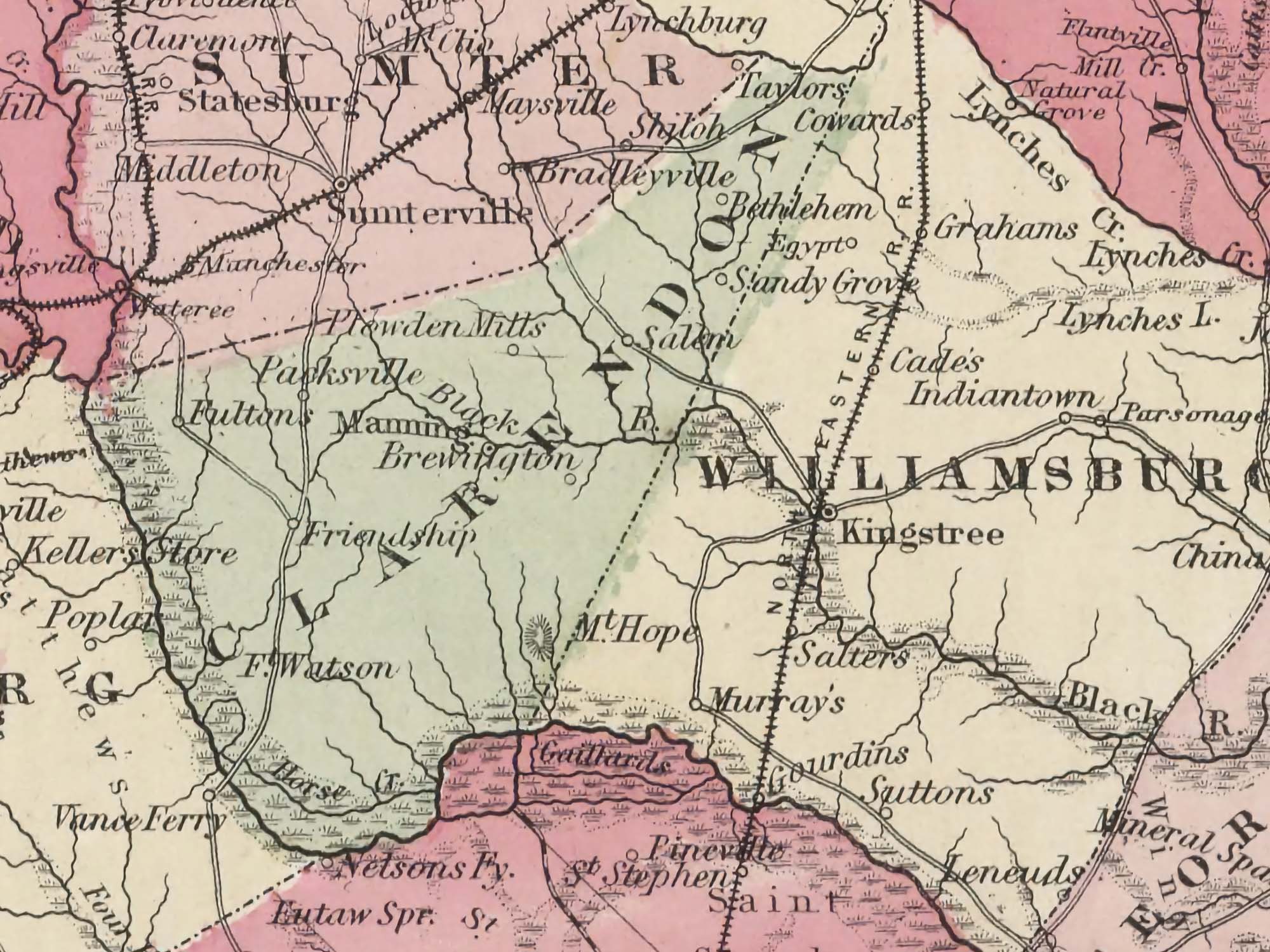 vintage south carolina map with cities