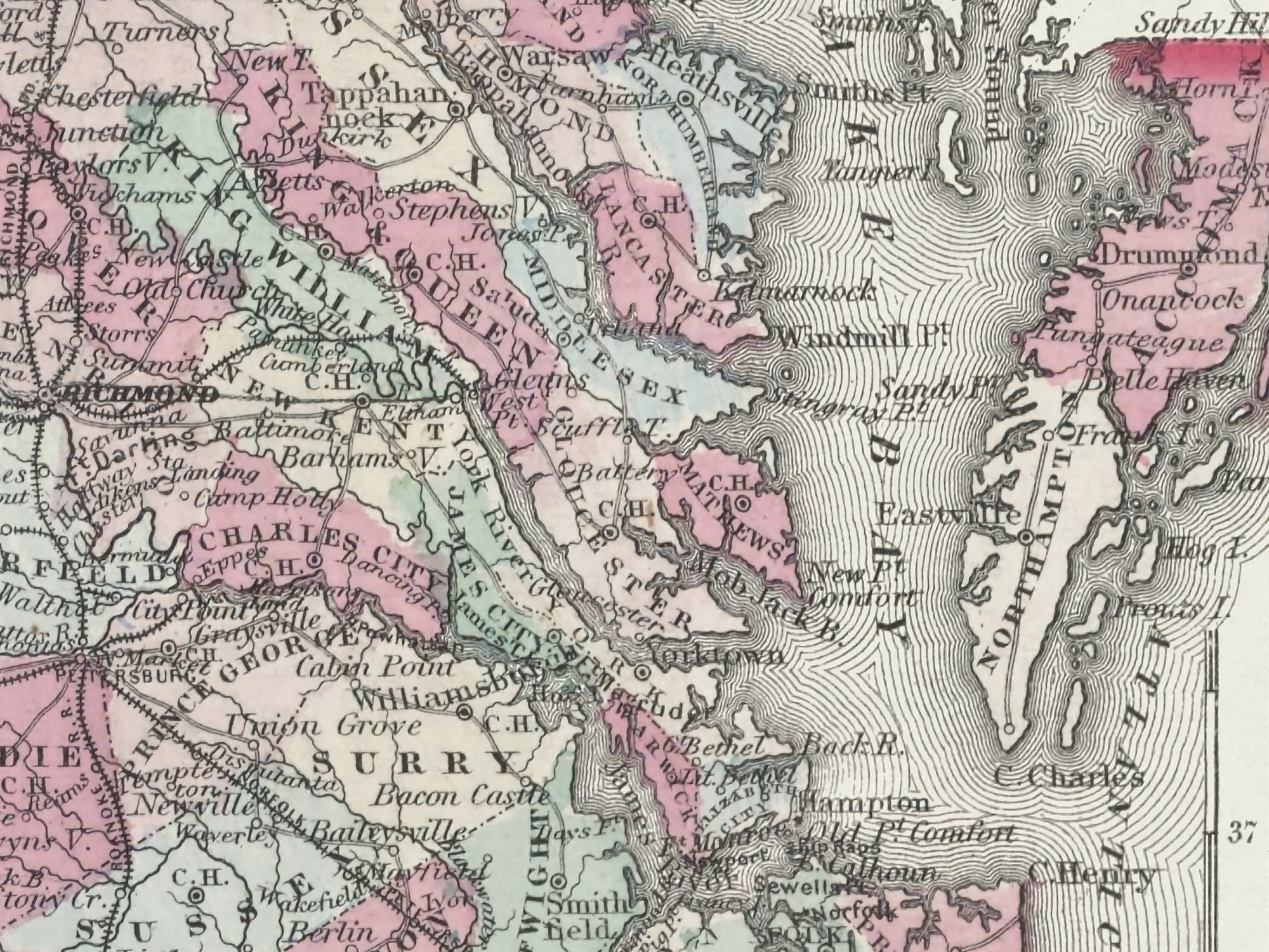 detailed old Virginia map for sale 