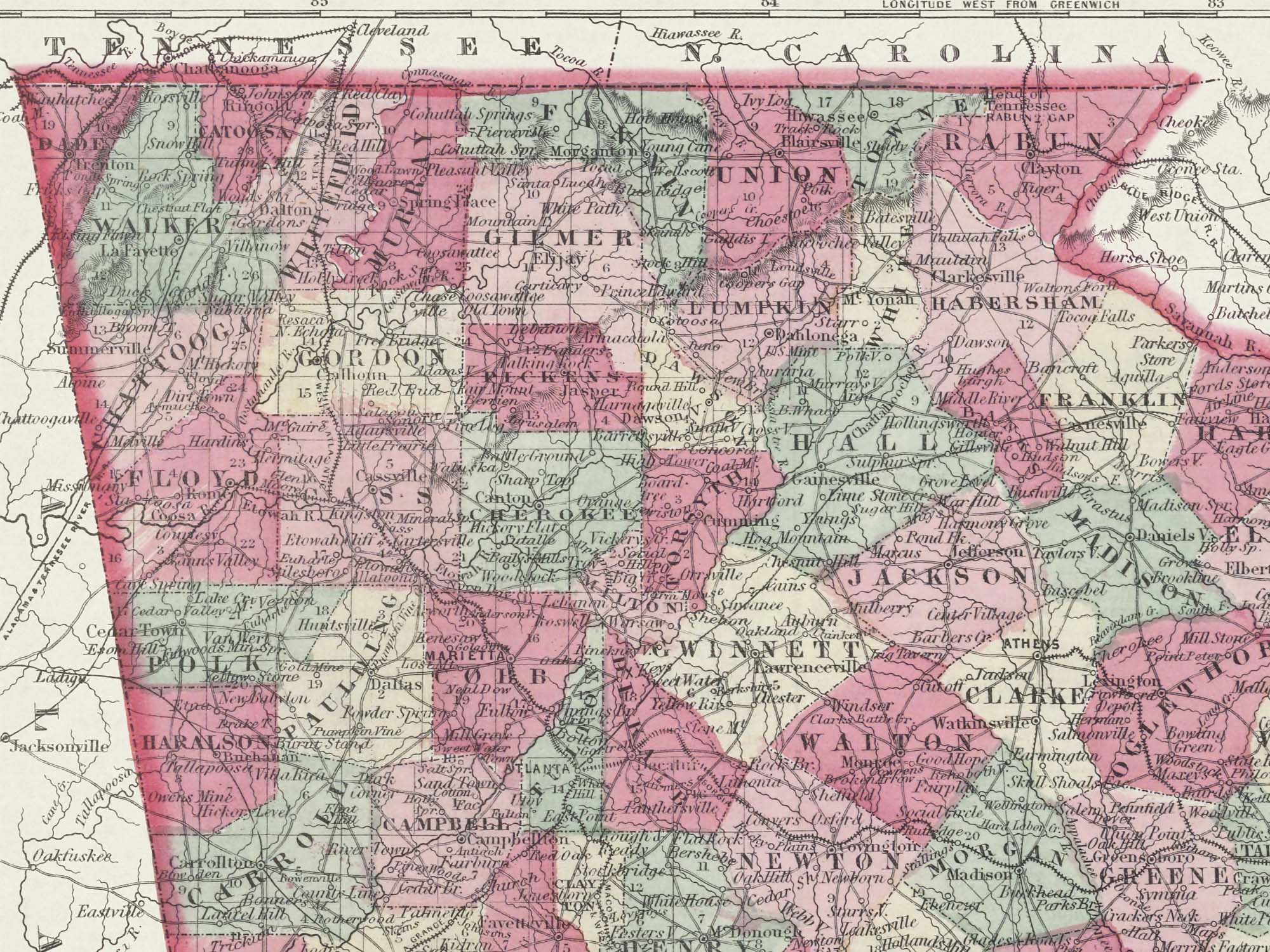 detailed historic georgia map