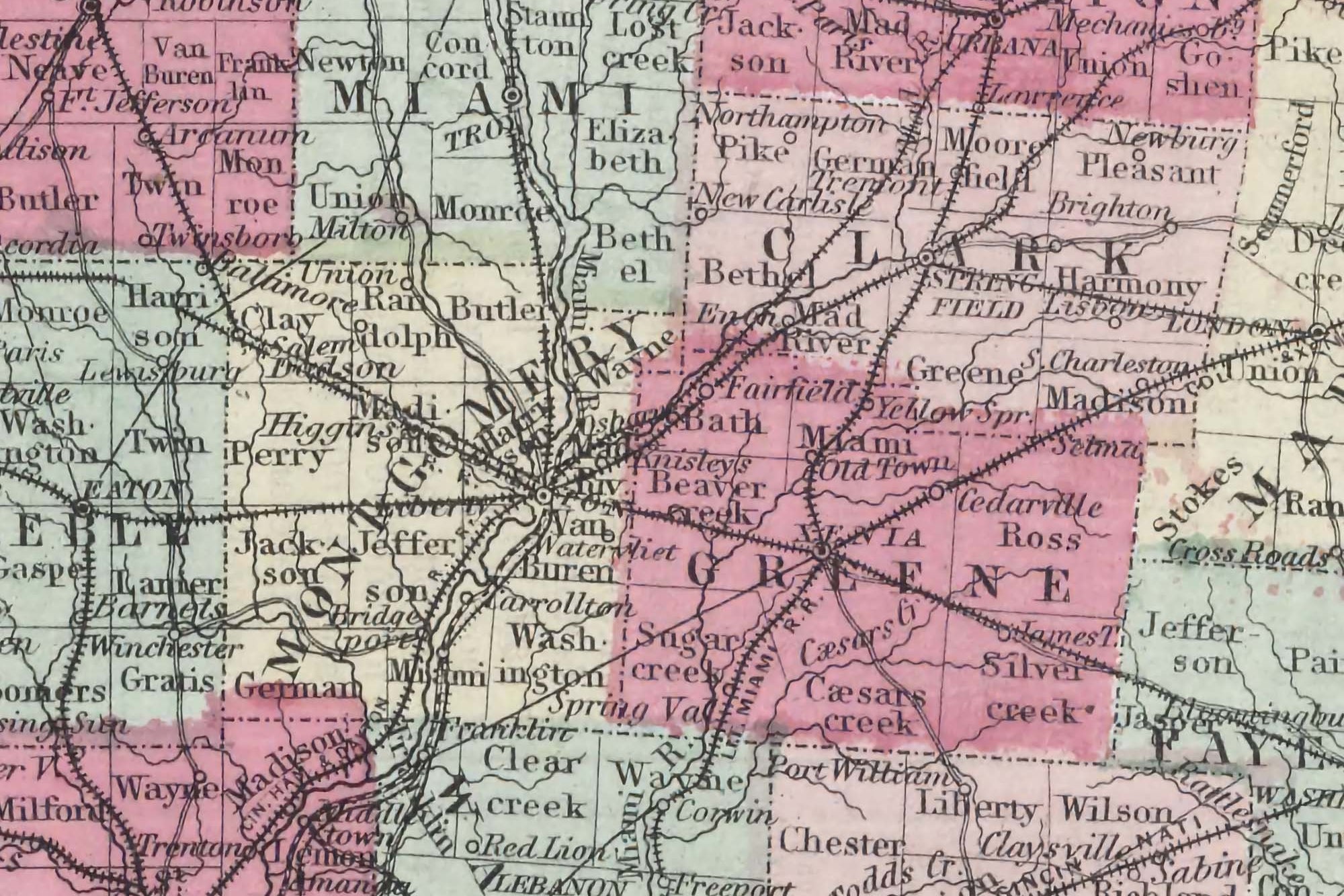 detaield antique ohio map
