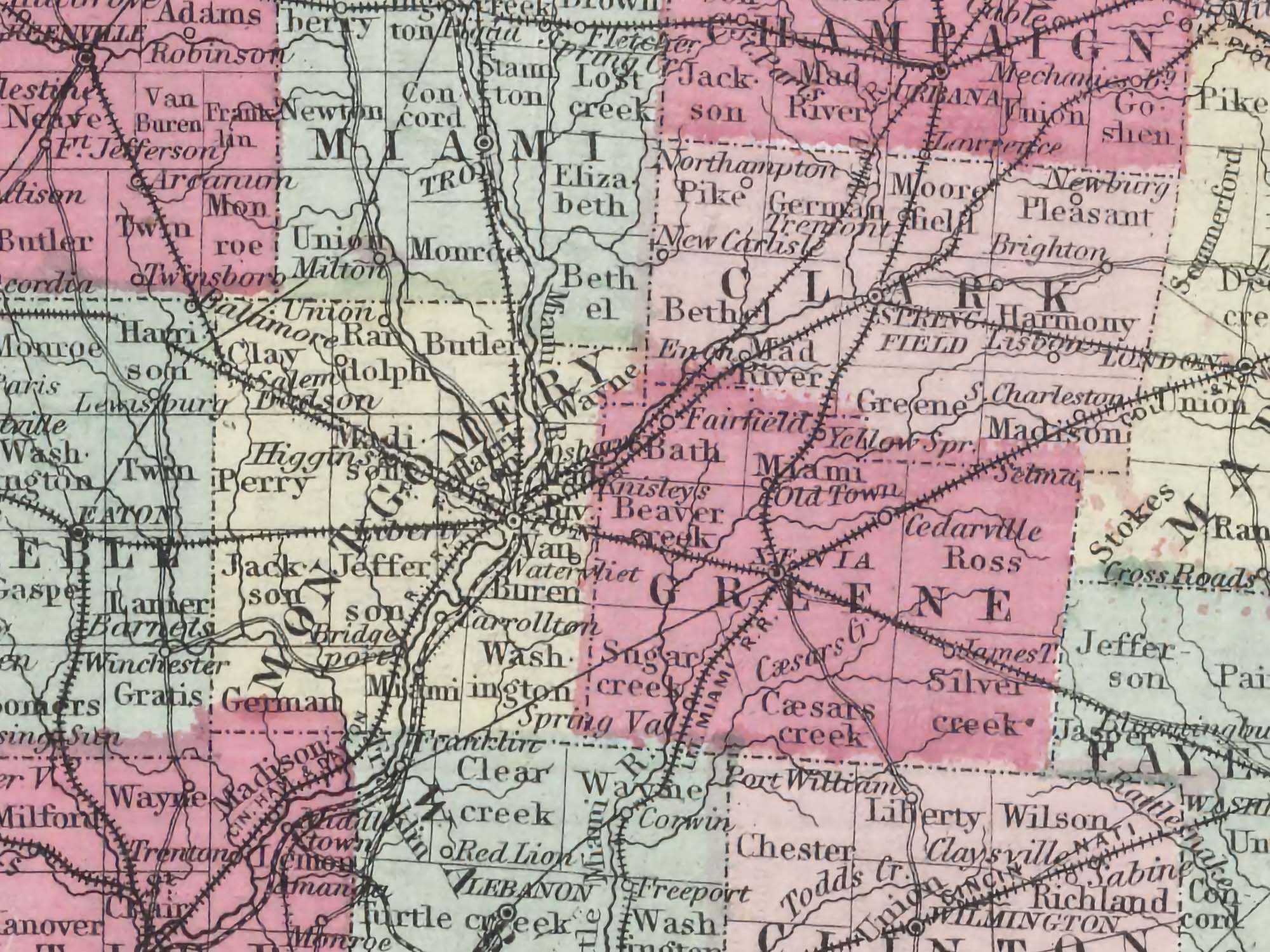 detaield antique ohio map