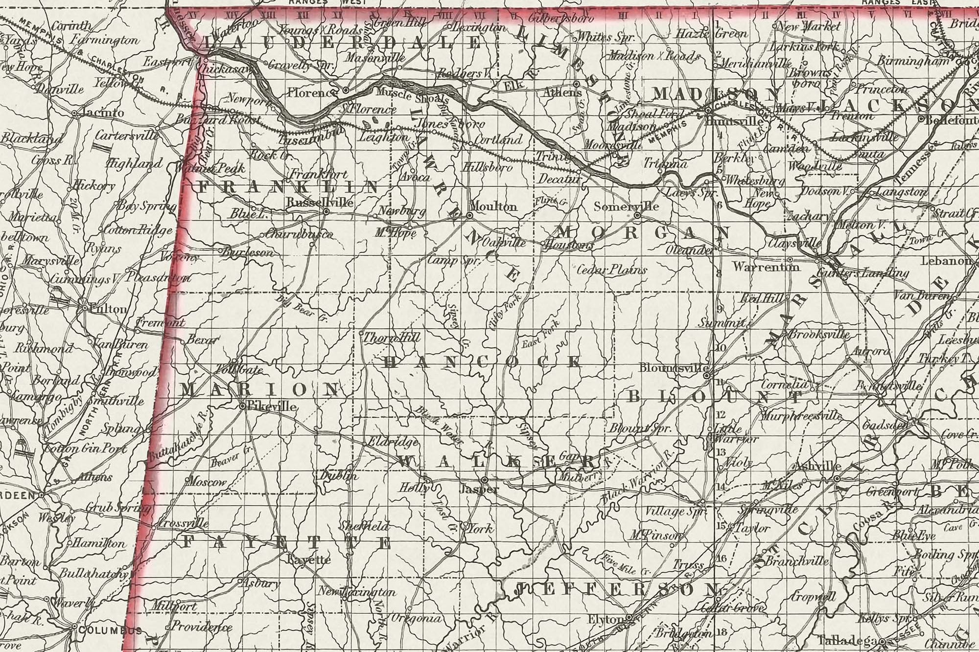 historic map of Mississippi