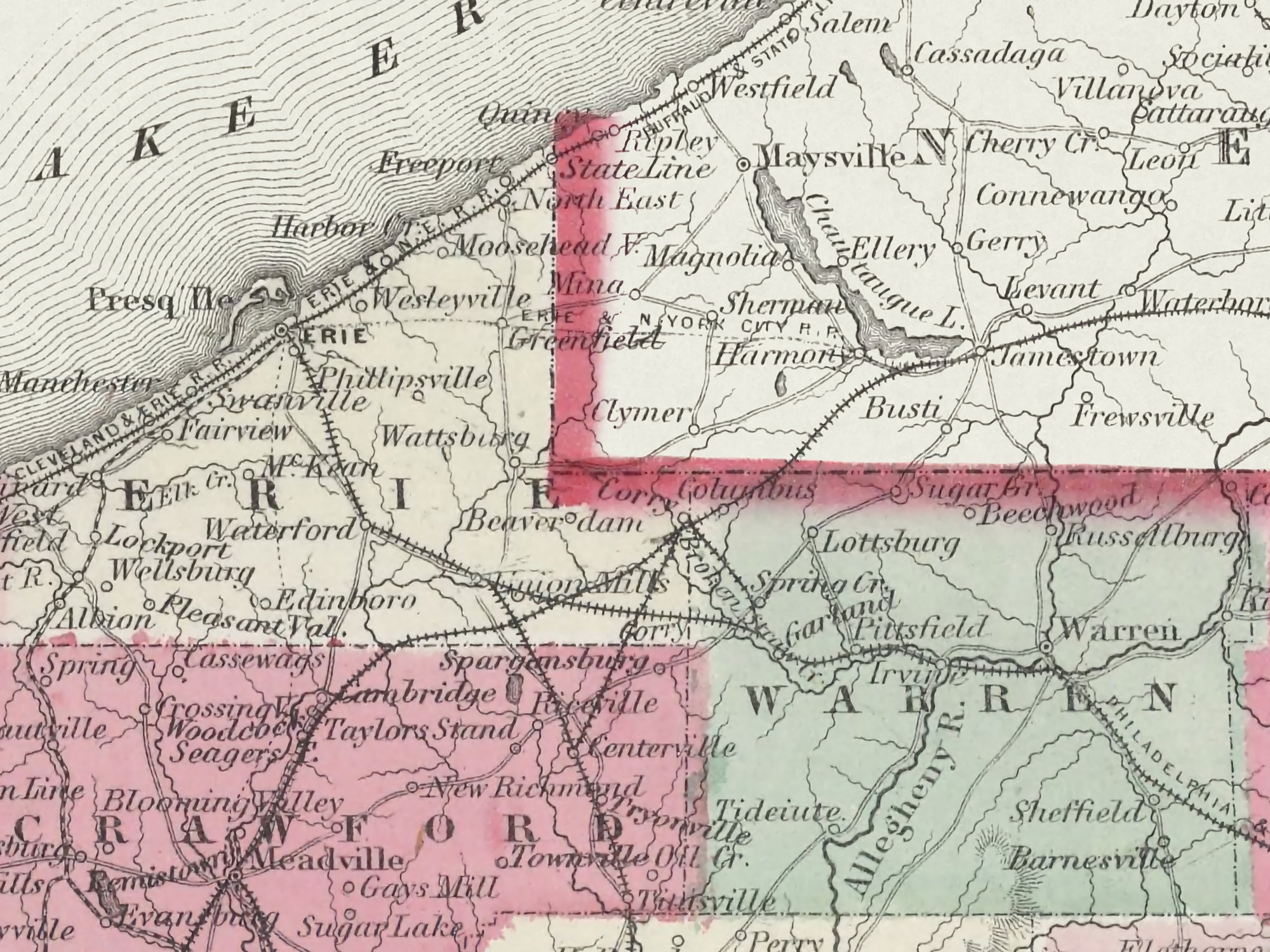 antique pennsylvania map with cities