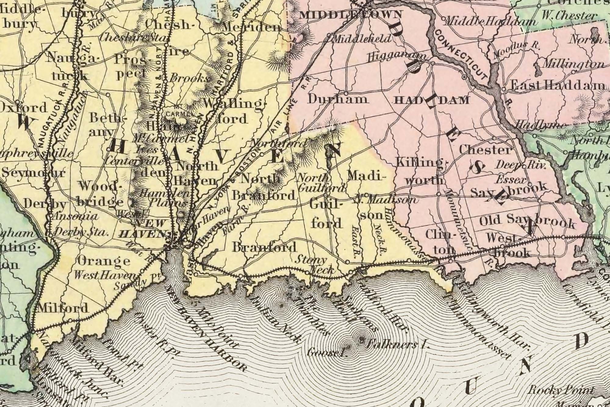 old Connecticut map 1800s