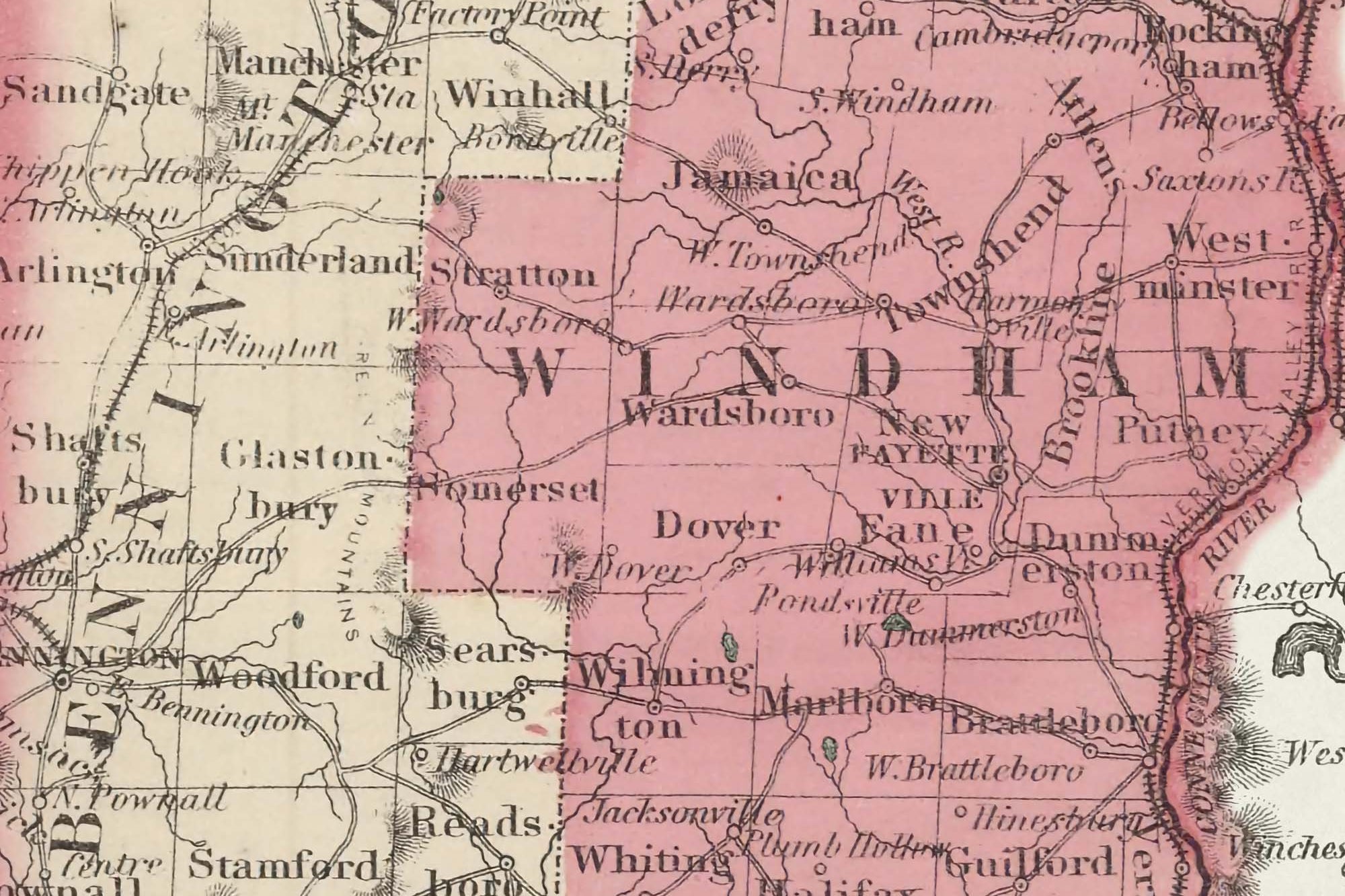 Vintage vermont map 1800s