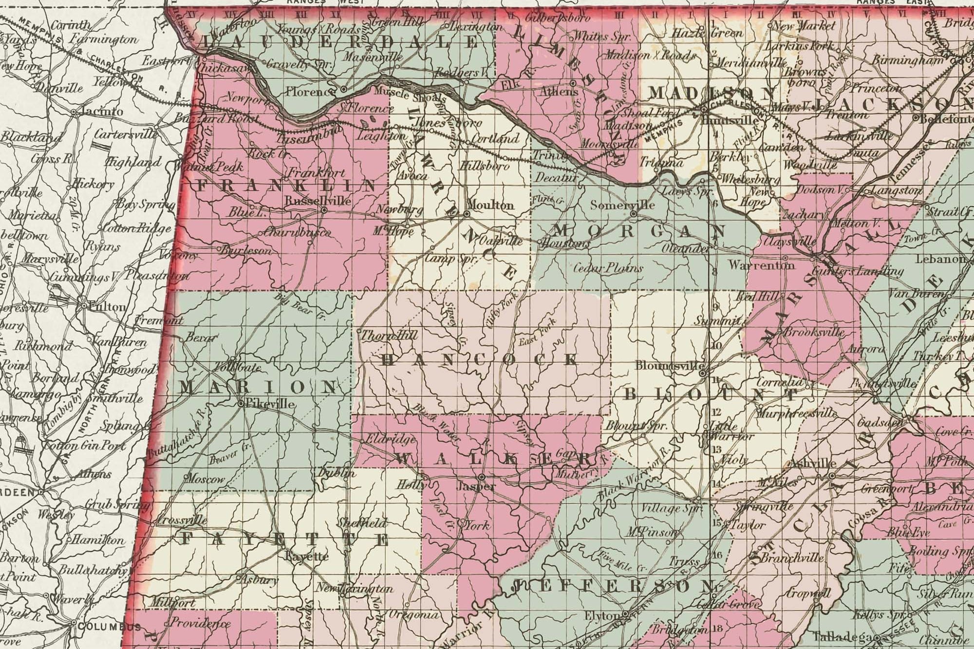 Old Mississippi Map Print